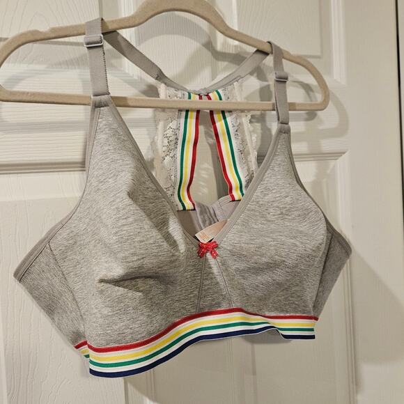 Lane Bryant Cacique Lace Rainbow Pride Bra 50B Racerback Convertible Plus Size - Picture 2 of 7